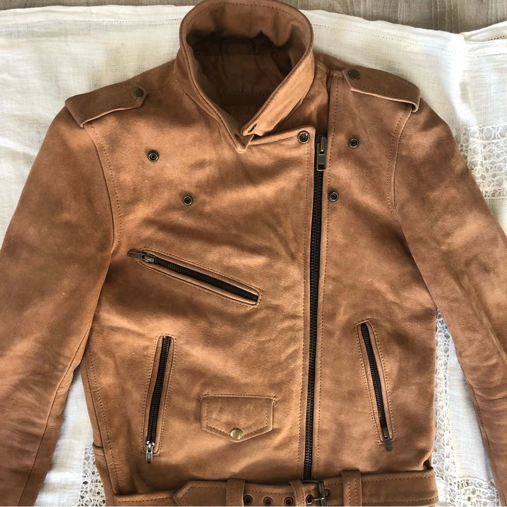 Understated Leather Brown Leather Motorcycle Jack… - image 3
